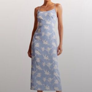 Abercrombie & Fitch Light Blue Floral Midi Dress M Tall